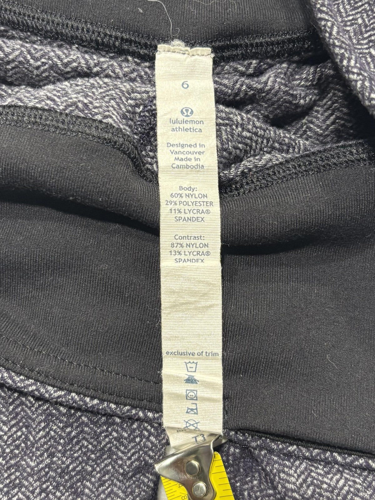Lululemon Leggings Womens 6 Gray Herringbone 28" Inseam Ankle Yoga Stretch Knit