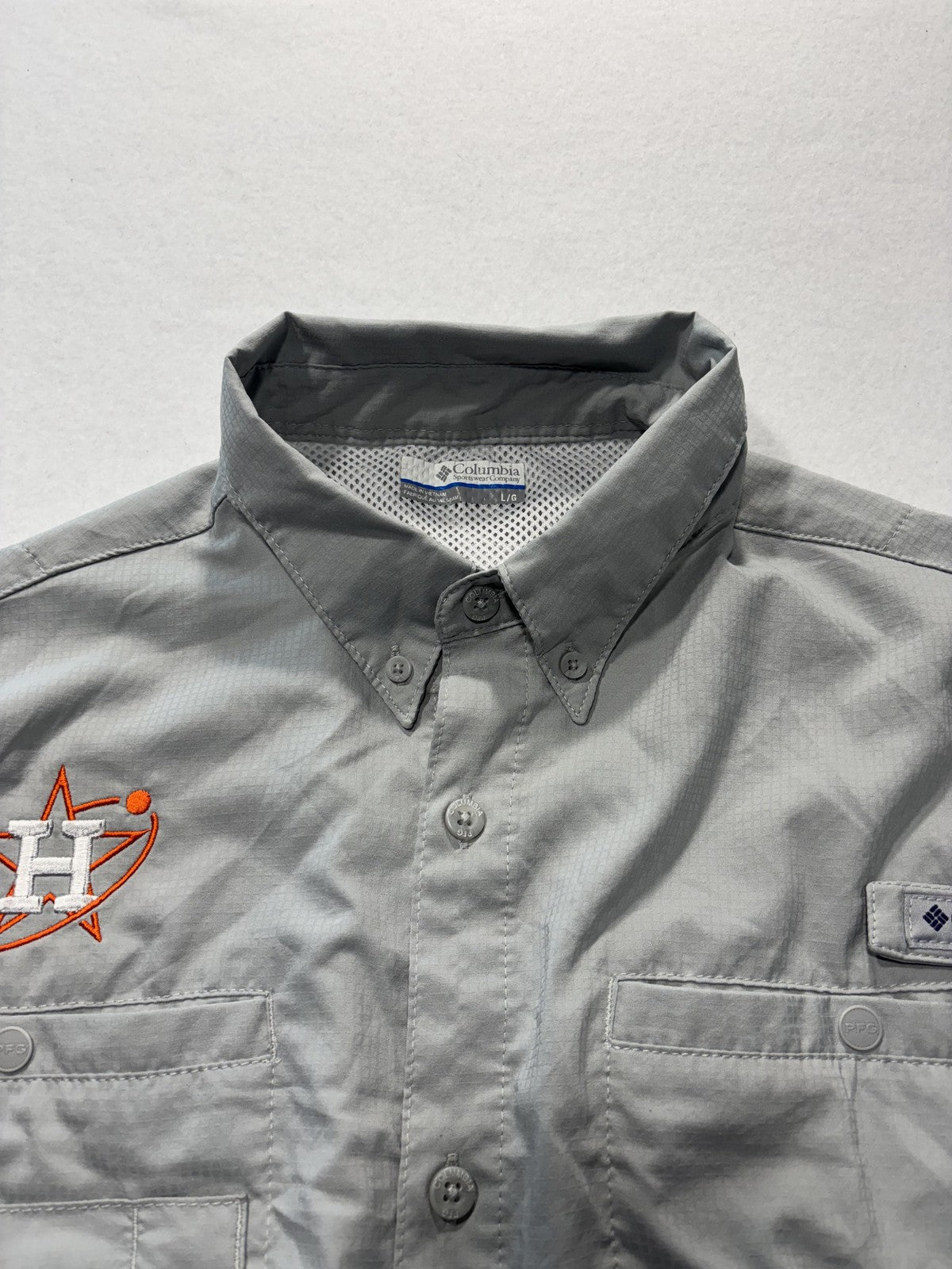 Houston Astros Shirt Mens Large Gray MLB Baseball Columbia PFG Omni Shade