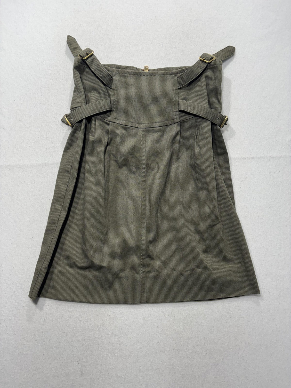 Marc By Marc Jacobs Skirt Womens 6 Green Twill Buckle Pleated A Line Knee Length