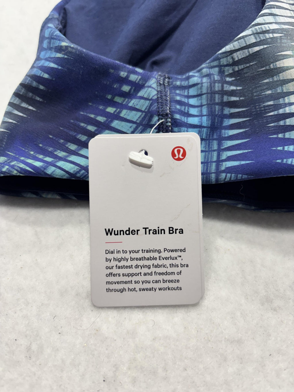Lululemon Wunder Train Sports Bra Womens 4 Blue Geometric Medium Support Everlux