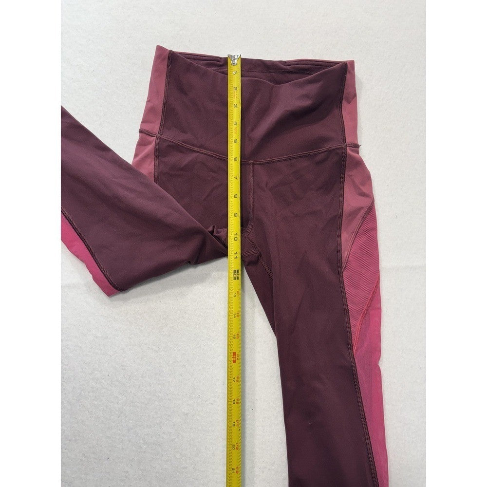 Lululemon Leggings Womens 4 Red Colorblock High Rise Crop 23.5 Inseam Pocket