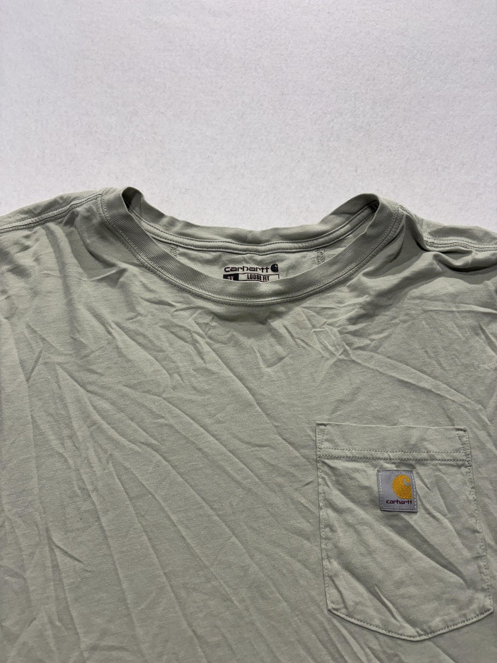 Carhartt Shirt Womens 2X Plus Green Crew Neck Short Sleeve Pocket Tee TK6122-W