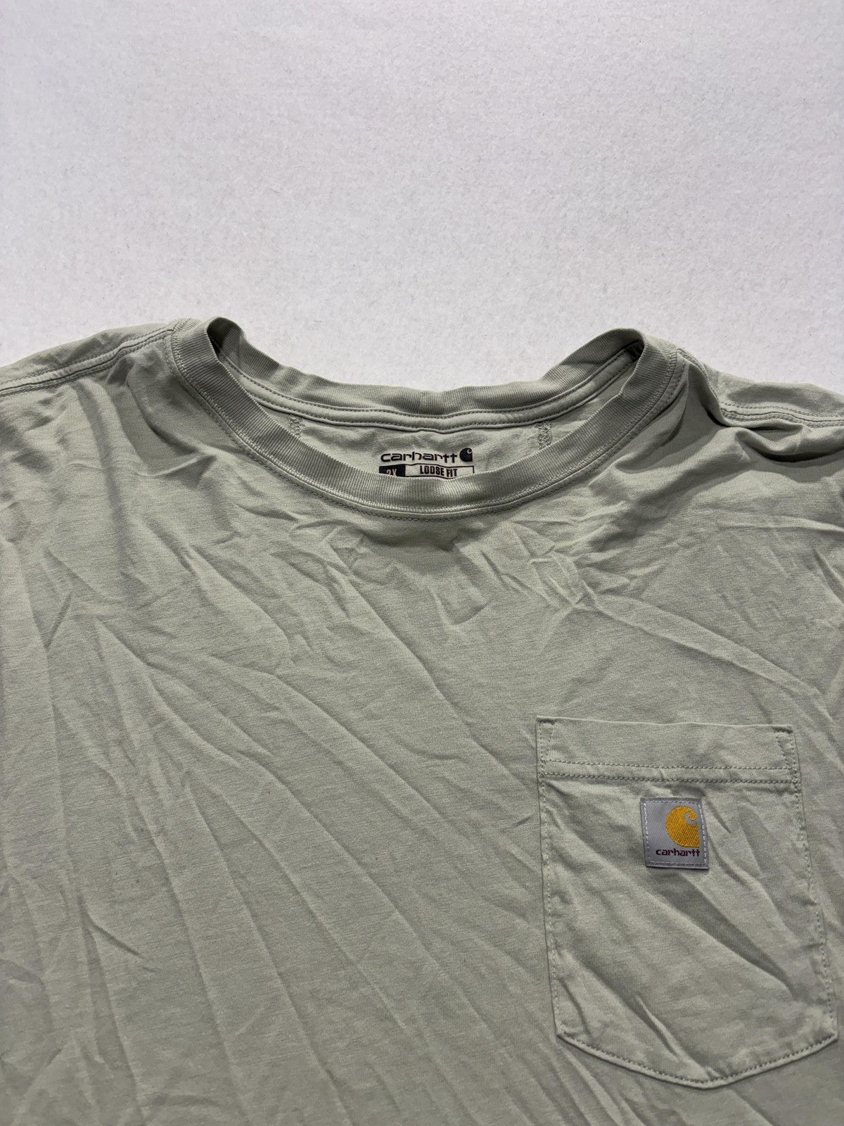 Carhartt Shirt Womens 2X Plus Green Crew Neck Short Sleeve Pocket Tee TK6122-W