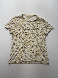 MICHAEL Michael Kors Shirt Womens Large Tan Splatter Crew Neck Short Sleeve Tee
