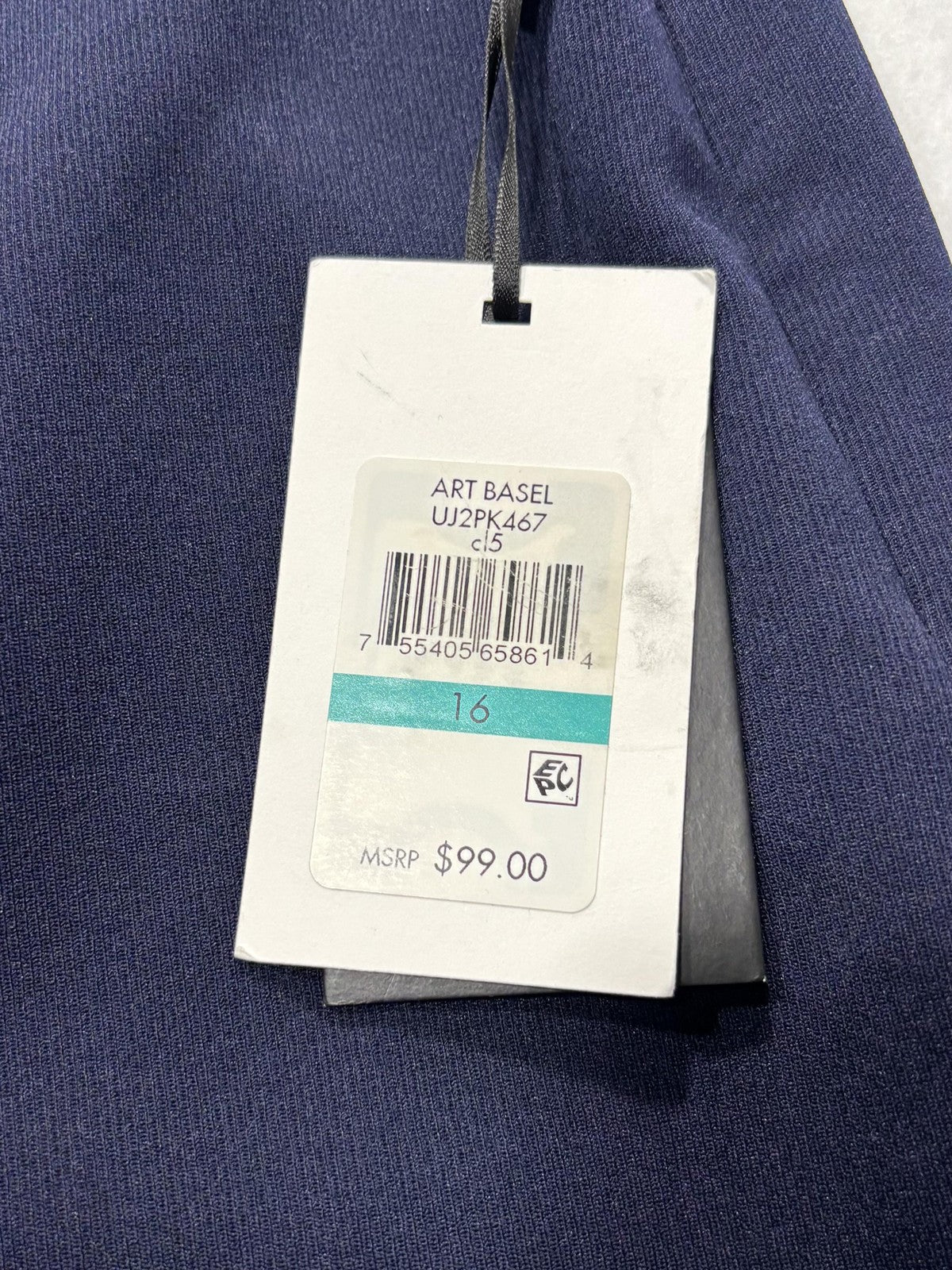 DKNY Dress Pants Womens 16 Blue Twill Wide Leg Stretch Zip Art Basel Work