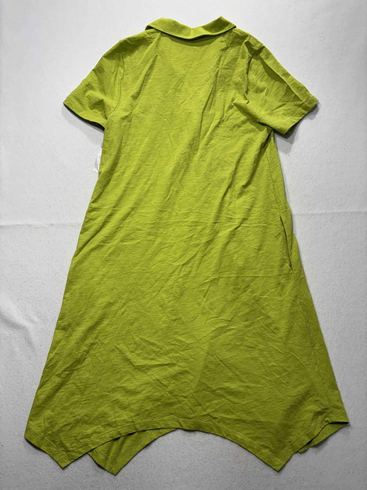 Soft Surroundings Shirt Dress Womens Medium Lime Green Danelle Button Asym Hem