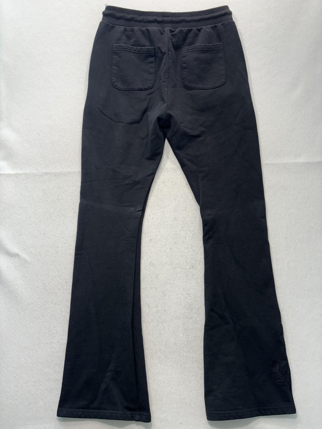Civil Regime Mens Large Black Fleece Flare Leg Sweatpants Embroidered Dragon