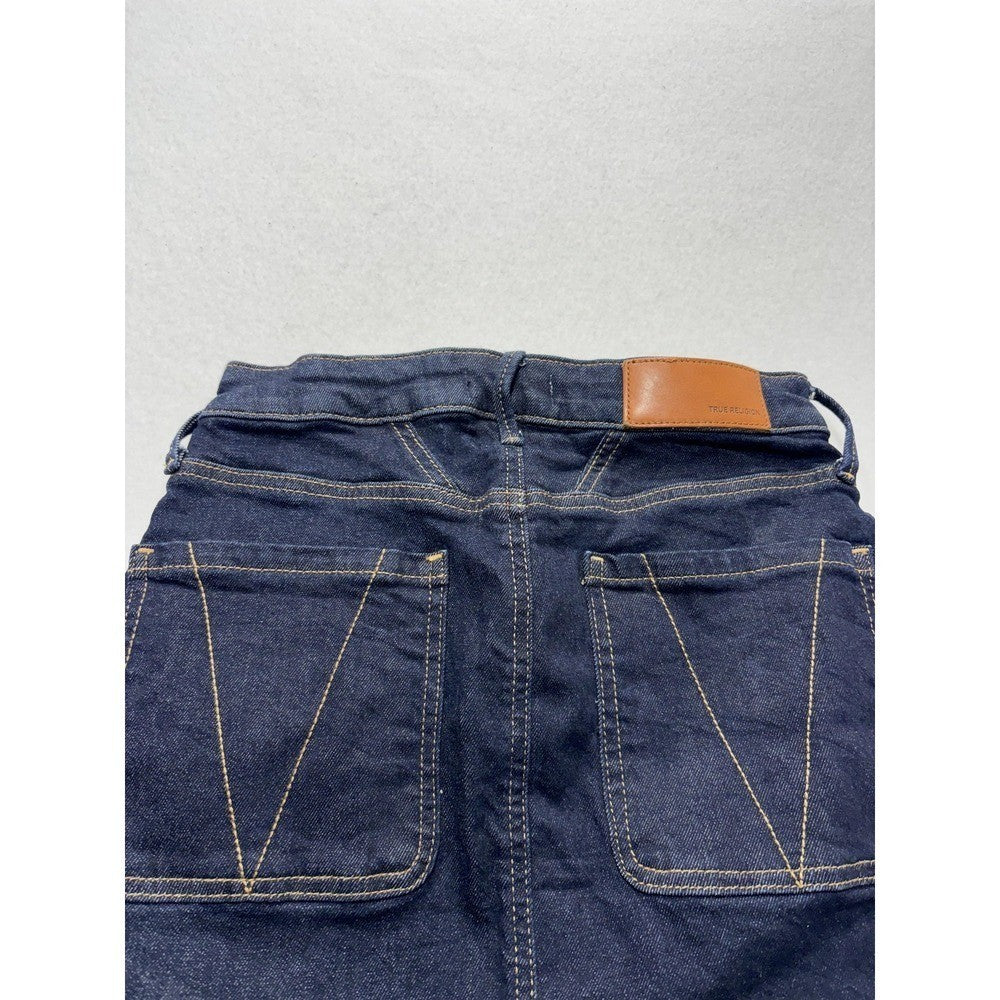 True Religion Skirt Womens 26W Blue Denim Utility Pocket Mini Stretch Casual