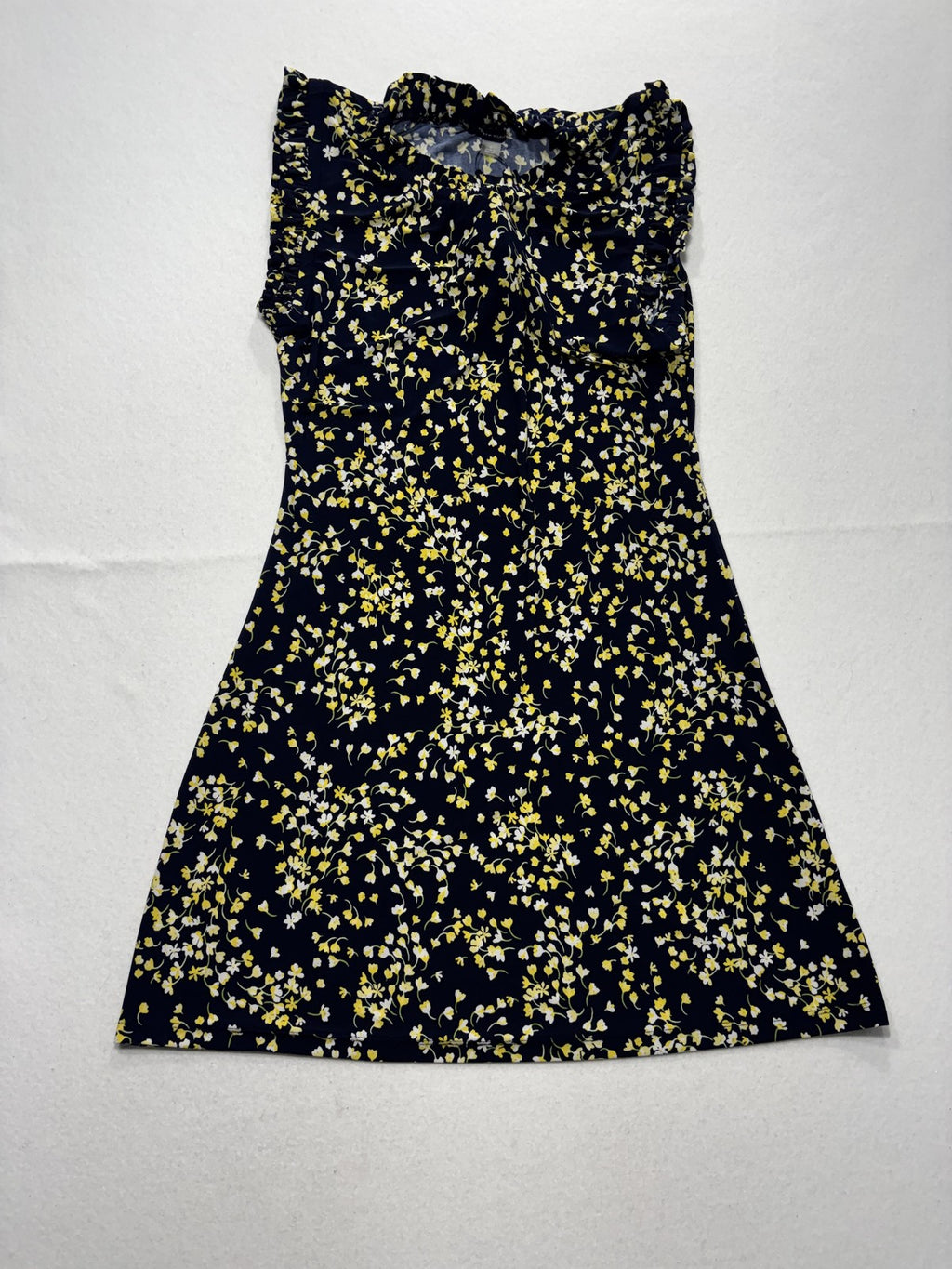 Tommy Hilfiger Dress Womens 6 Blue Floral Scoop Neck Ruffle A Line Jersey