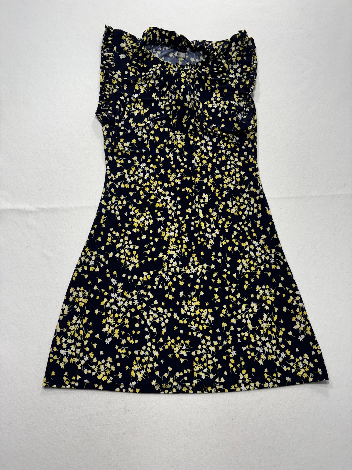 Tommy Hilfiger Dress Womens 6 Blue Floral Scoop Neck Ruffle A Line Jersey