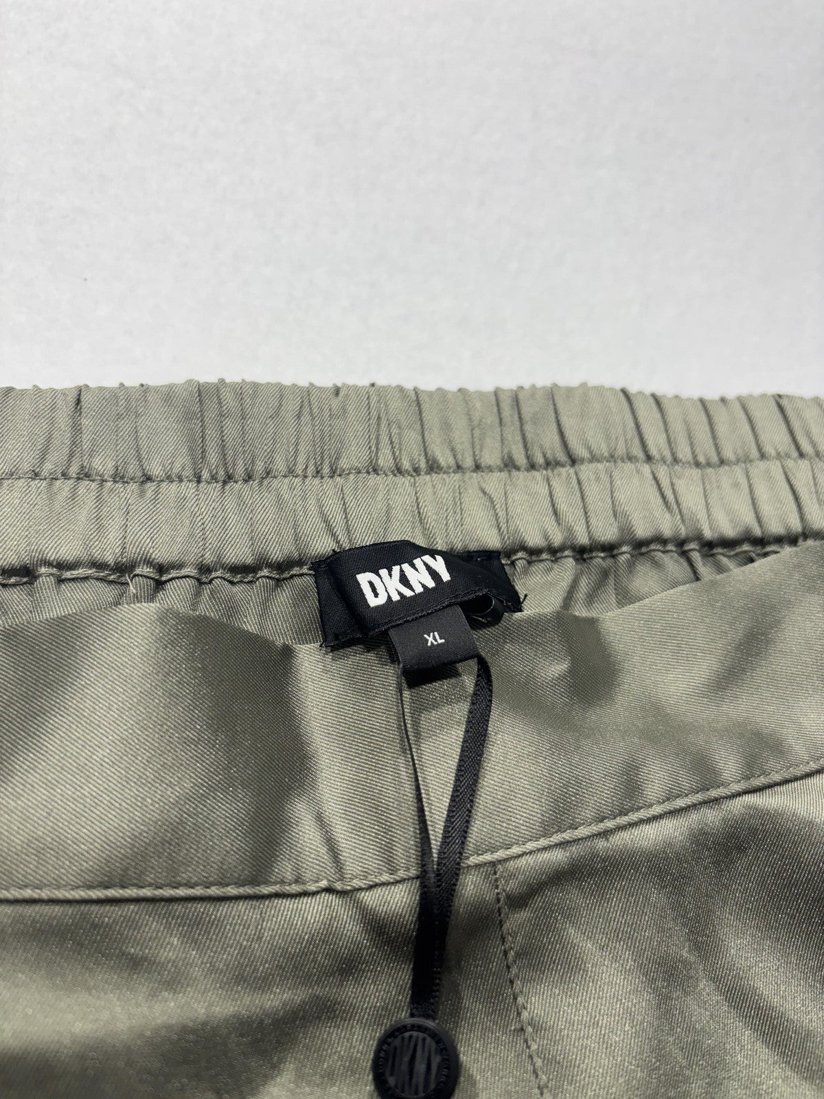 DKNY Pants Womens XL Green Satin Cropped Wide Leg Elastic Waist Pull On Culotte