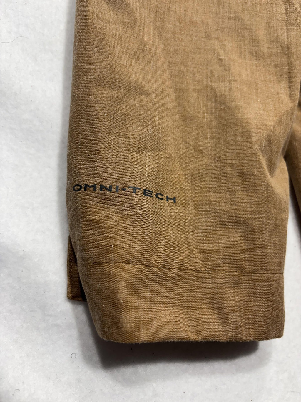 Columbia Omni-Tech Rain Coat Womens L Brown Hooded Waterproof Full Zip Twill