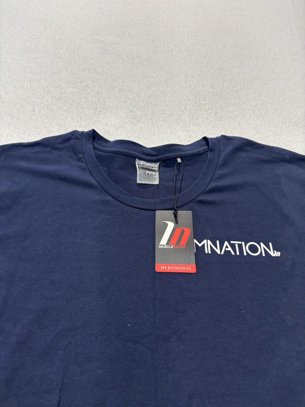 MUSCLENATION Shirt Mens XL Blue Logo Graphic Tee Fitness Gym Athletic Top