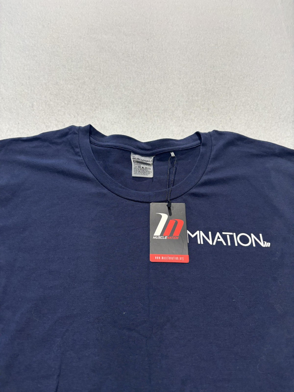 MUSCLENATION Shirt Mens XL Blue Logo Graphic Tee Fitness Gym Athletic Top