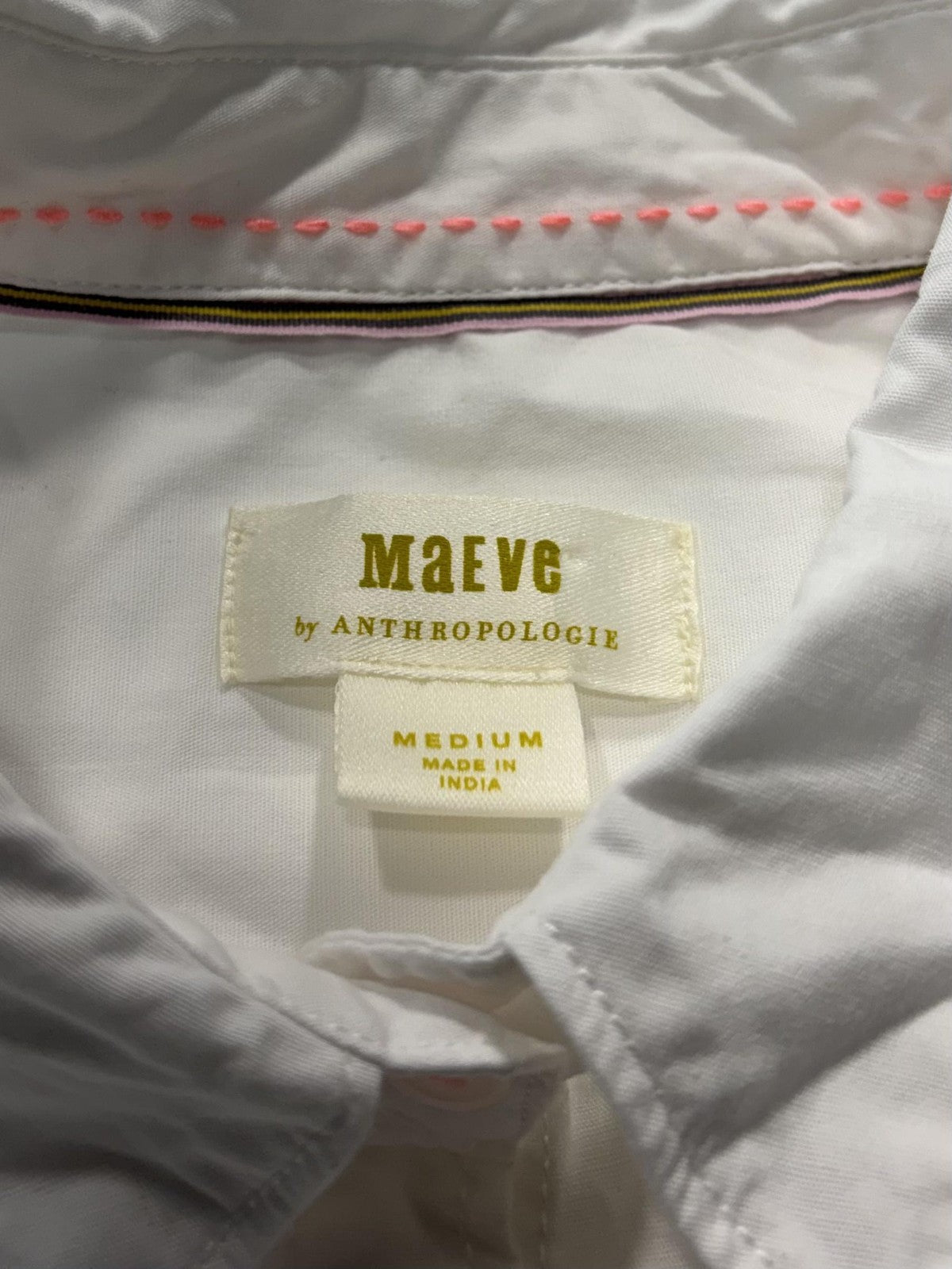 Maeve Shirt Dress Womens Medium White Collared Button Front Cotton Anthropologie