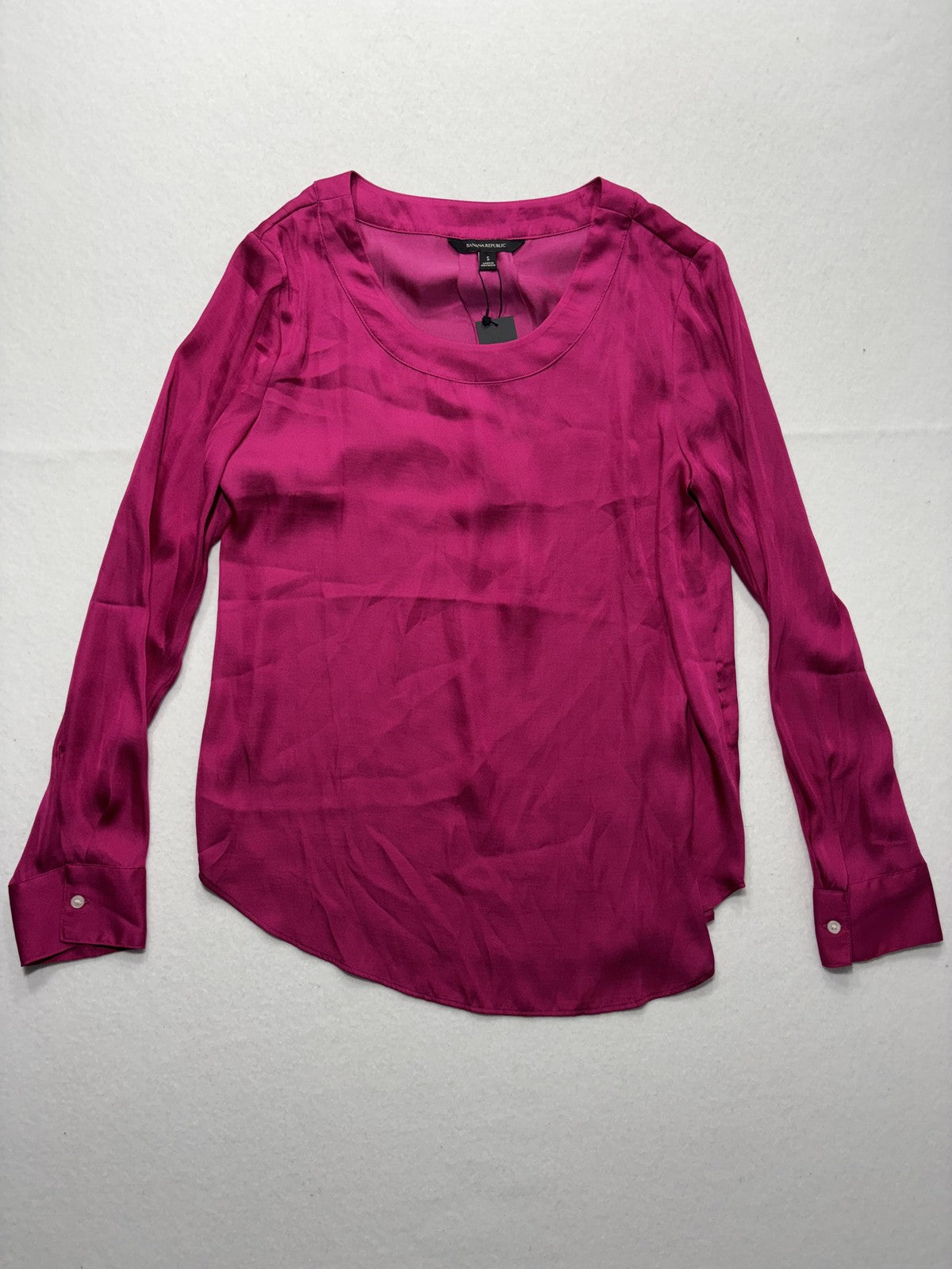 Banana Republic Top Womens S Pink Long Sleeve Scoop Neck Office Blouse