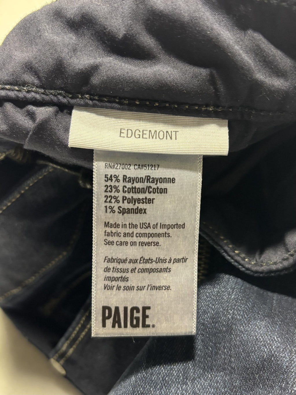 Paige Edgemont Jeans Womens 31 Blue Dark Wash Mid Rise Ultra Skinny 31x29.5 Zips
