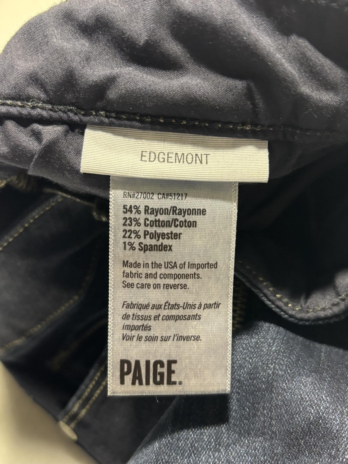 Paige Edgemont Jeans Womens 31 Blue Dark Wash Mid Rise Ultra Skinny 31x29.5 Zips