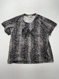 Michael Kors Shirt Womens 3X Gray Snake Print MK Logo Crew Neck Short Sleeve Tee