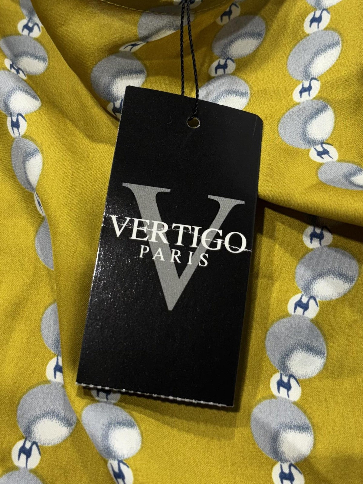 Vertigo Paris Dress Womens XL Yellow Floral Scoop Neck Kimono Sleeve Belted