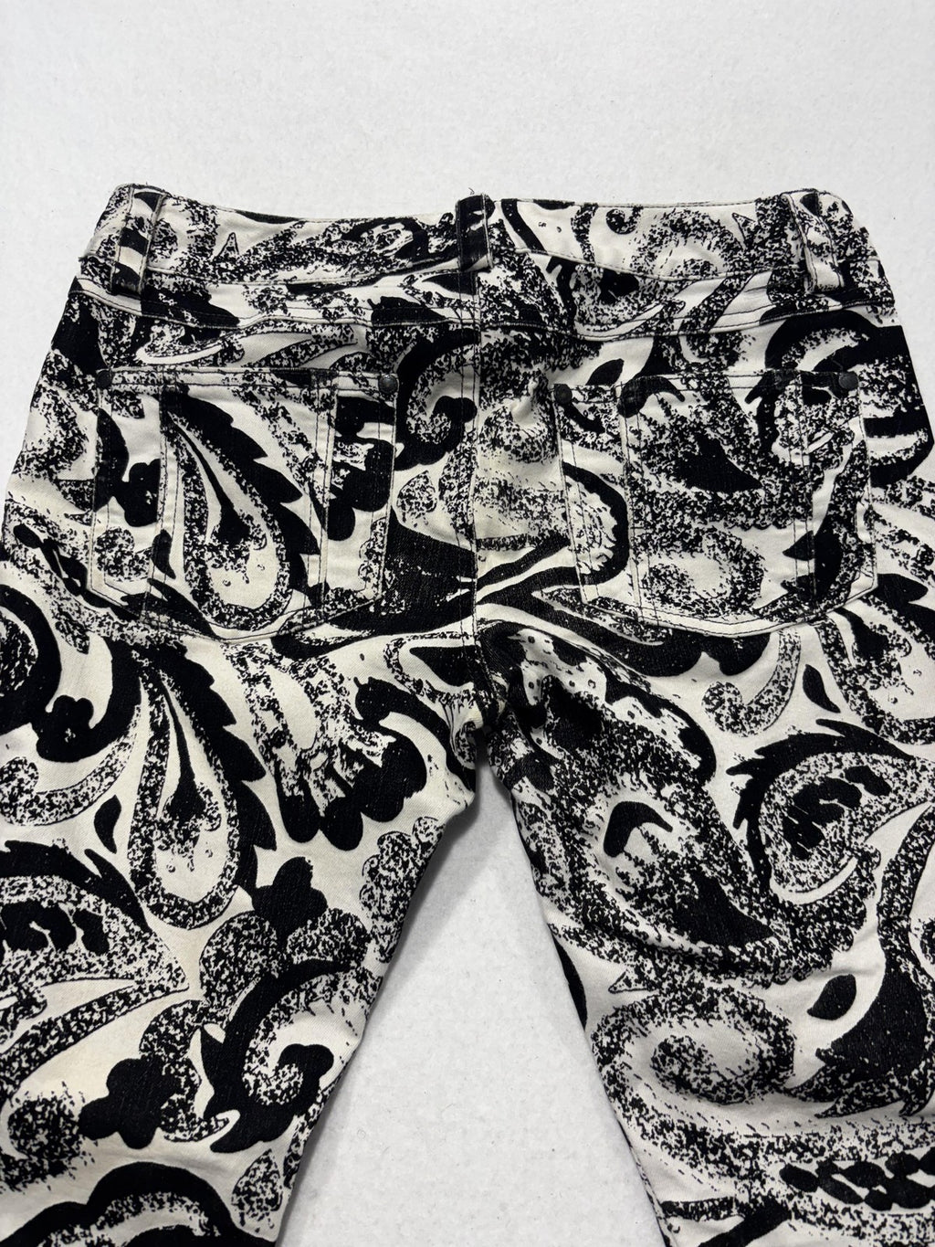 Alice + Olivia Jeans Womens 30 Black Paisley Mid Rise Cropped Slim Denim 30x24
