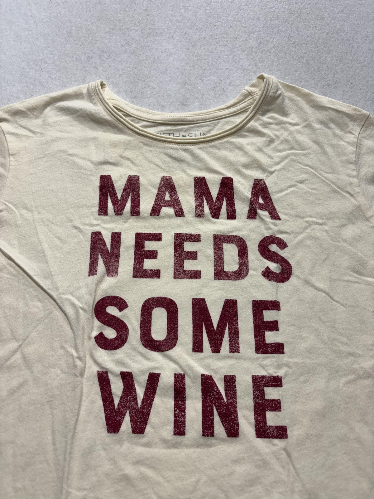 Fifth Sun Shirt Womens Medium White Mama Needs Some Wine Graphic Tee Casual