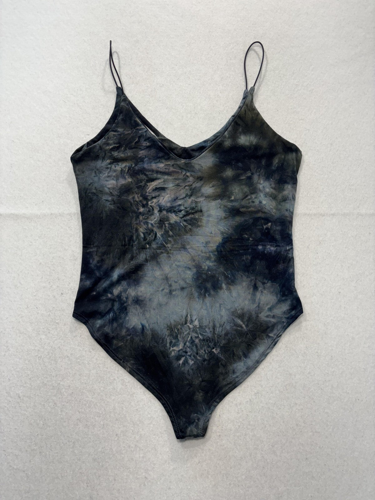 Gaze Bodysuit Womens Small Multicolor Tie Dye Spaghetti Strap V Neck Stretch