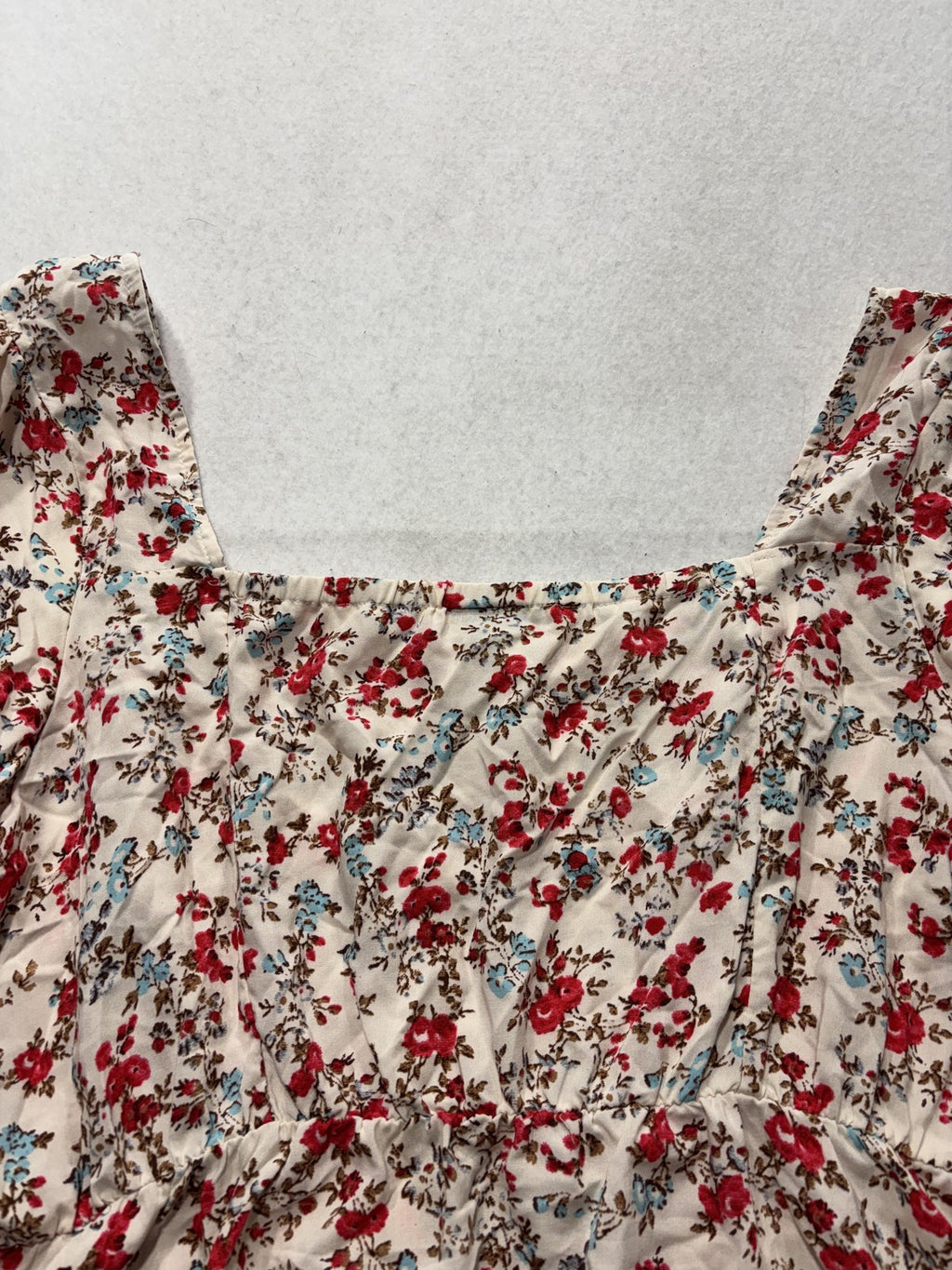 Torrid Blouse Womens 2 White Floral Square Neck Puff Sleeve Button Top Boho