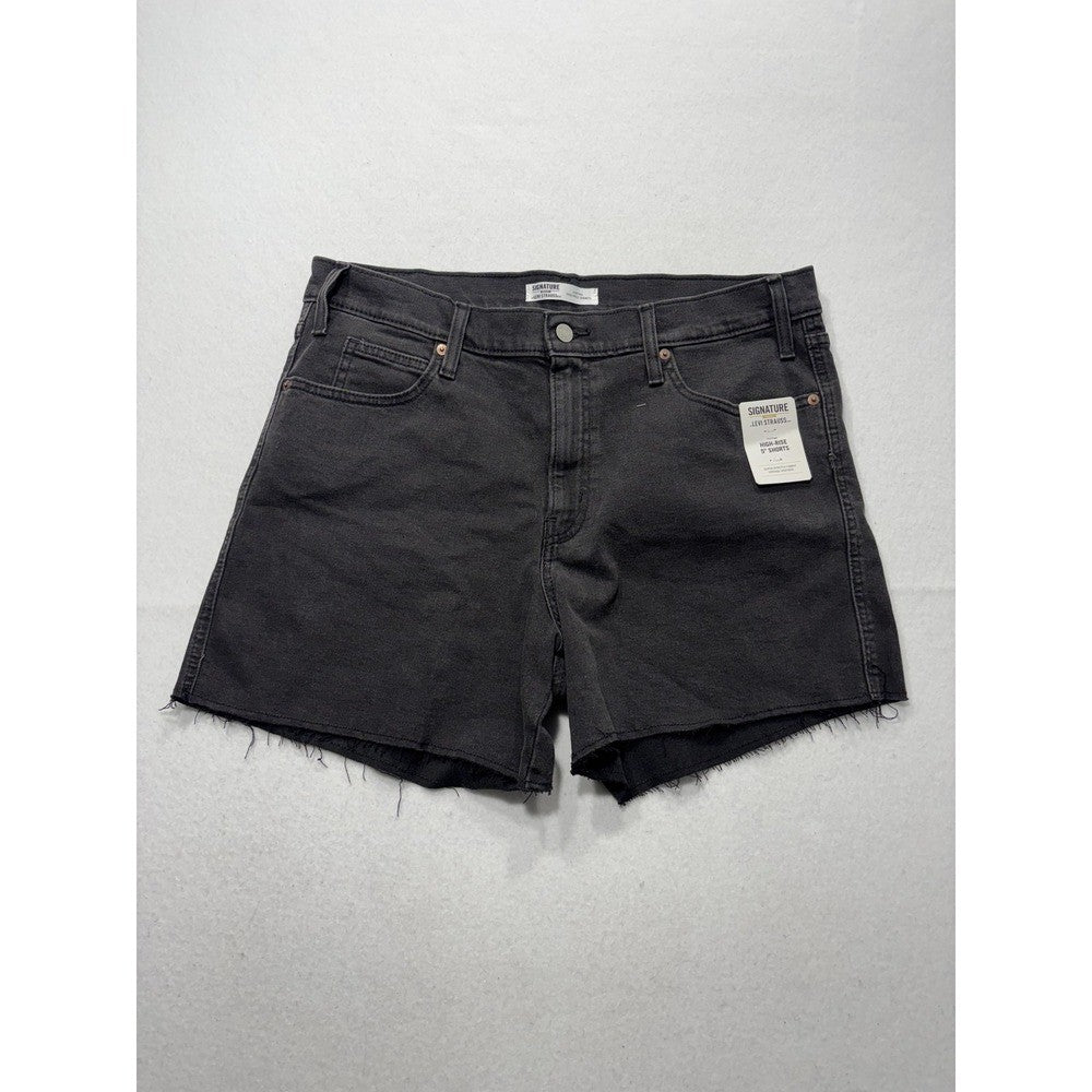 Signature By Levi Strauss & Co Shorts Womens 12 Gray High Rise 5" Cut Off Denim