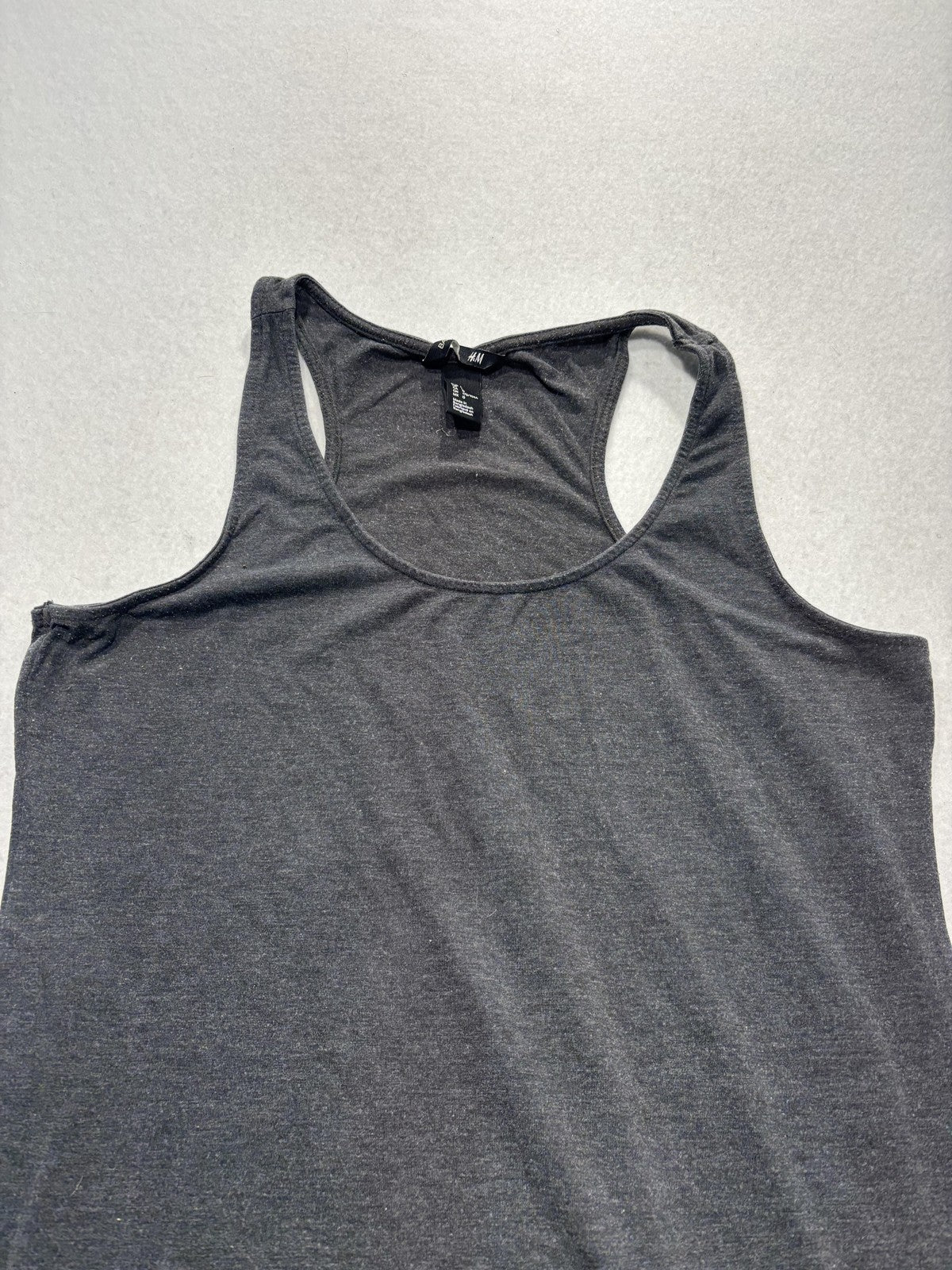 H&M Tank Top Womens L Gray Scoop Neck Racerback Jersey Basic Summer Casual