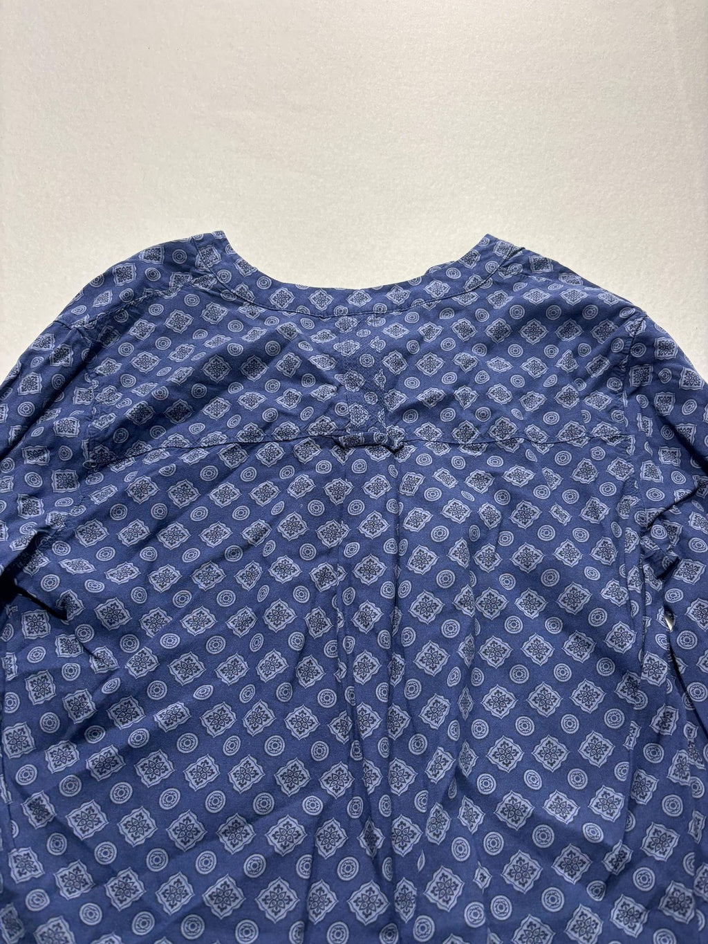 Banana Republic Dress Womens 4P Blue Geometric V Neck Long Sleeve Shirt Dress