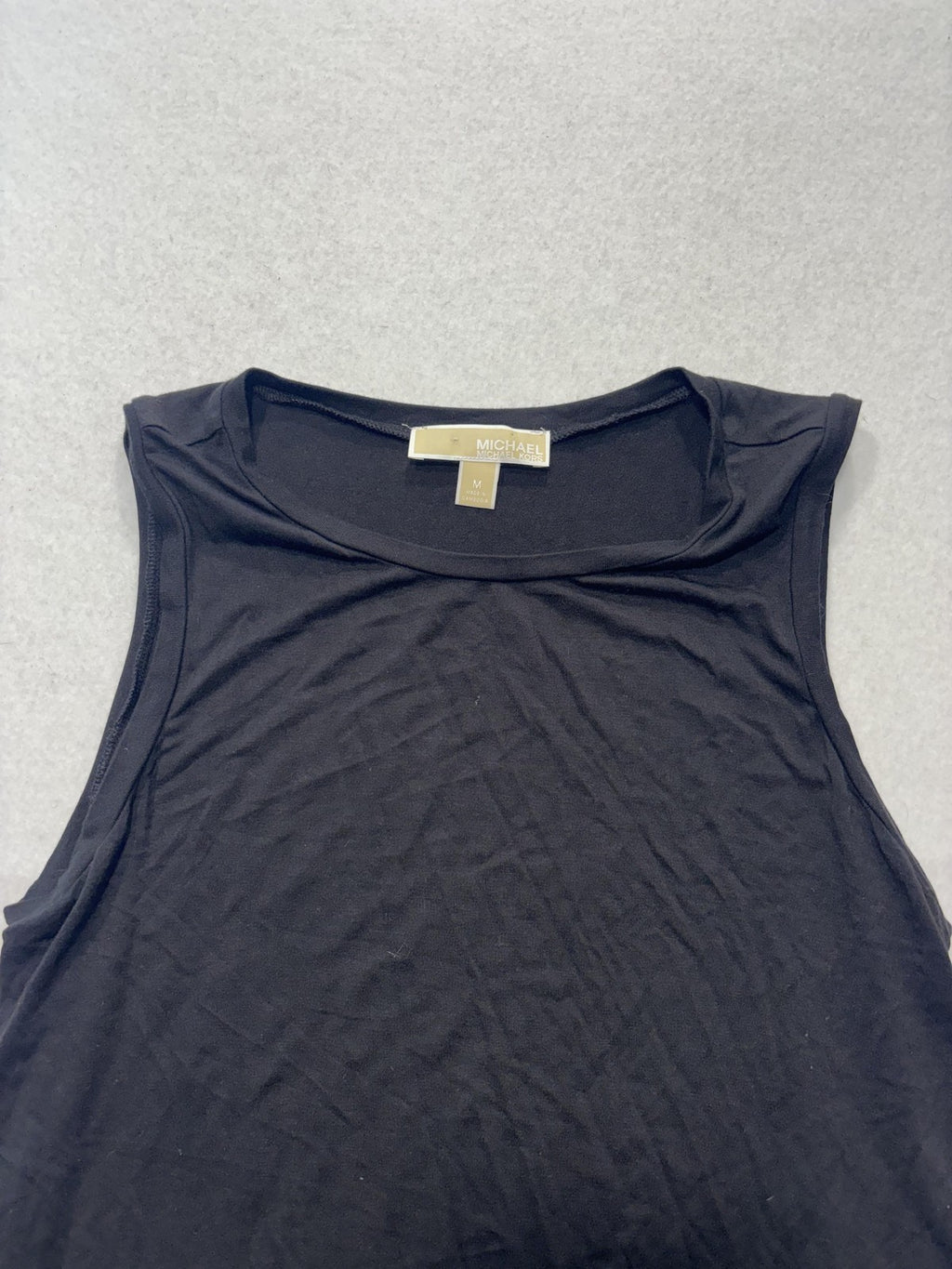 MICHAEL Michael Kors Tank Womens Medium Black Scoop Neck Chiffon Hem Tunic Top