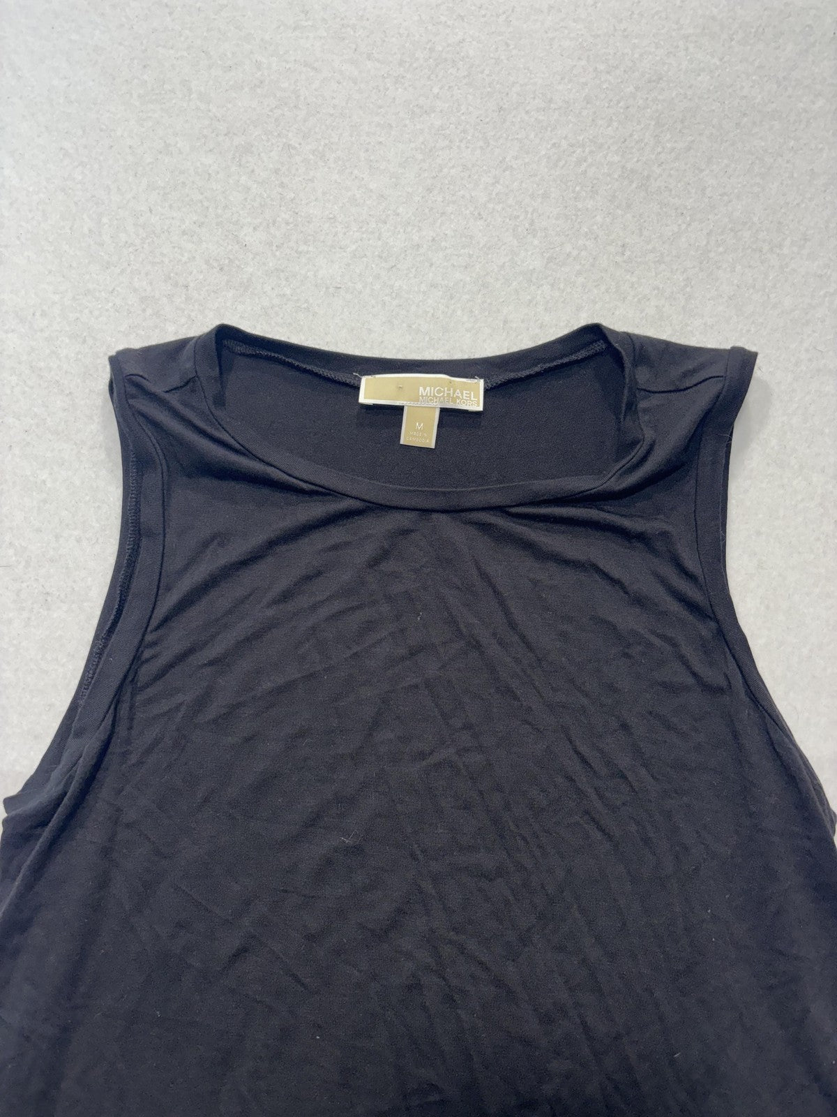 MICHAEL Michael Kors Tank Womens Medium Black Scoop Neck Chiffon Hem Tunic Top