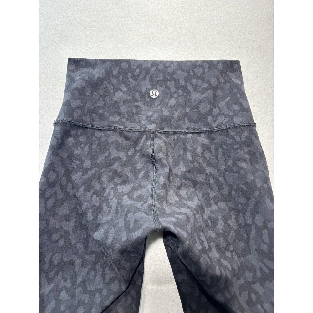 Lululemon Leggings Womens 4 Black Camo High Rise Cropped 23" Inseam Yoga Stretch