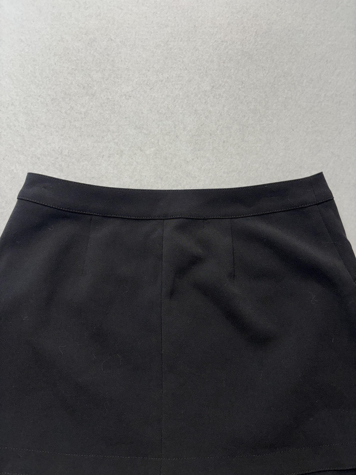 BCBGMAXAZRIA Skirt Womens Small Black Wrap Asymmetric Layered Mini Beckett Zip