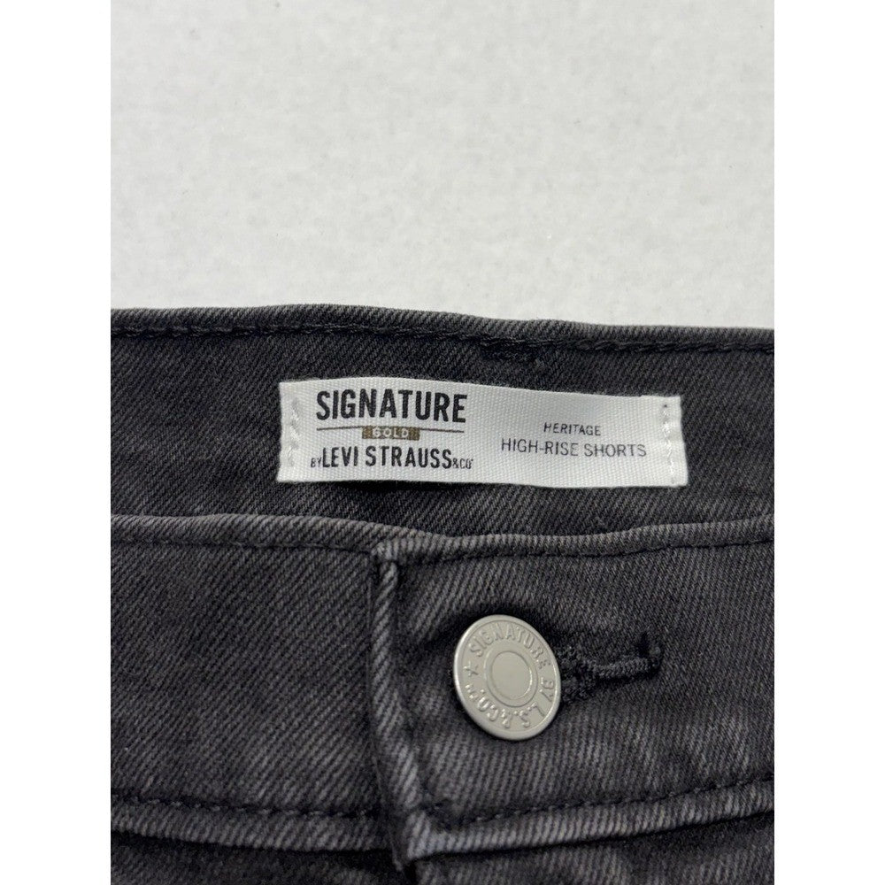 Signature By Levi Strauss & Co Shorts Womens 12 Gray High Rise 5" Cut Off Denim