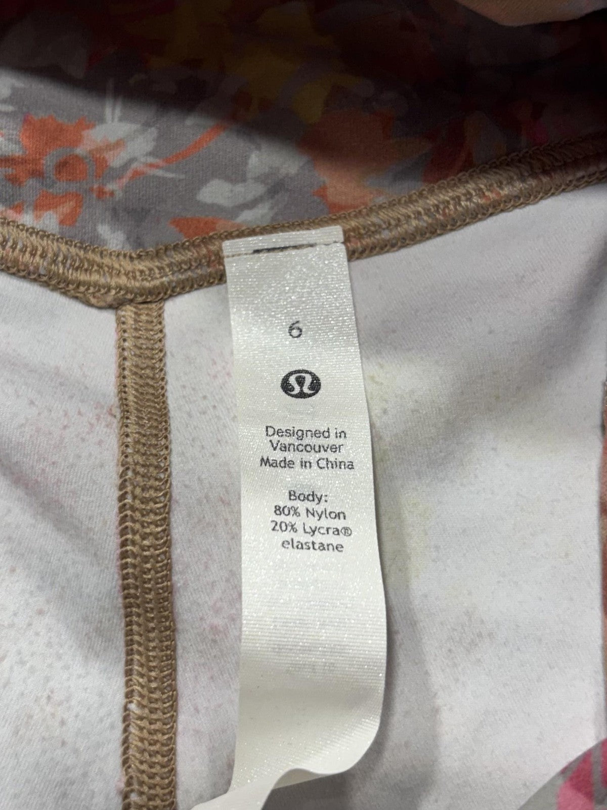 Lululemon Leggings Womens 6 Multi Floral High Rise 25.5" Inseam Ankle Pocket