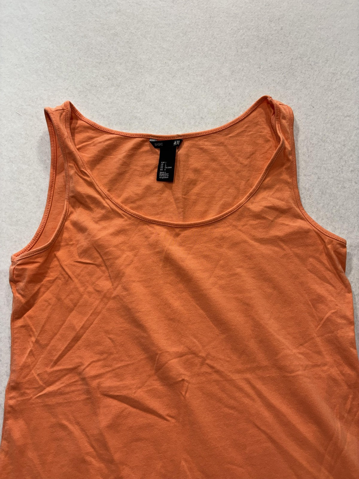 H&M Tank Top Womens L Orange Scoop Neck Jersey Basic Casual Stretch 0239138 1