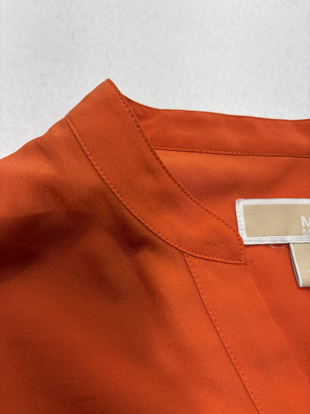MICHAEL Michael Kors Blouse Womens Large Orange V Neck Zip Pocket Tunic Top