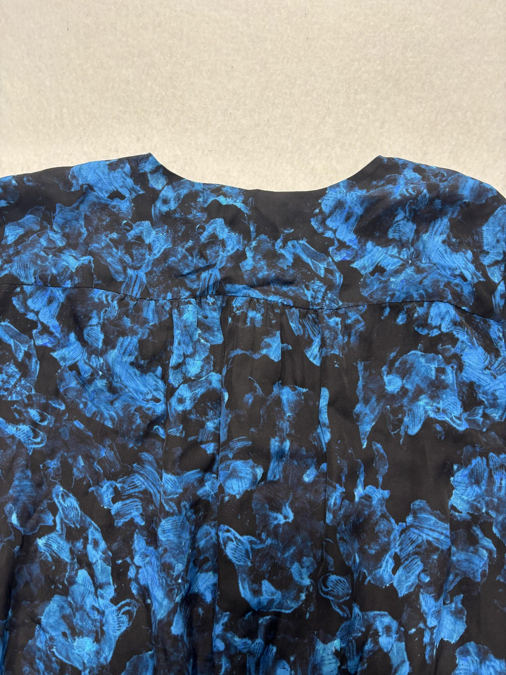 Parker Blouse Womens XL Blue Rainstorm Floral Ruffle Silk Top P9J5807SBP