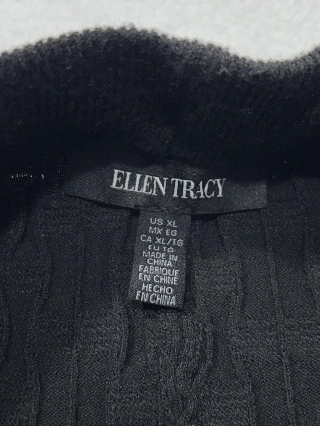 Ellen Tracy Pants Womens XL Black Textured Knit Wide Leg Cropped Pull On