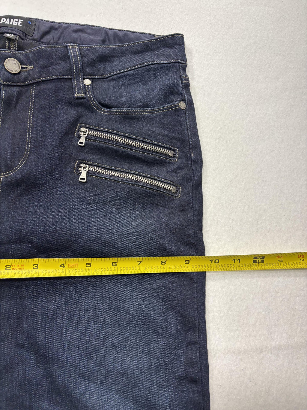 Paige Edgemont Jeans Womens 31 Blue Dark Wash Mid Rise Ultra Skinny 31x29.5 Zips