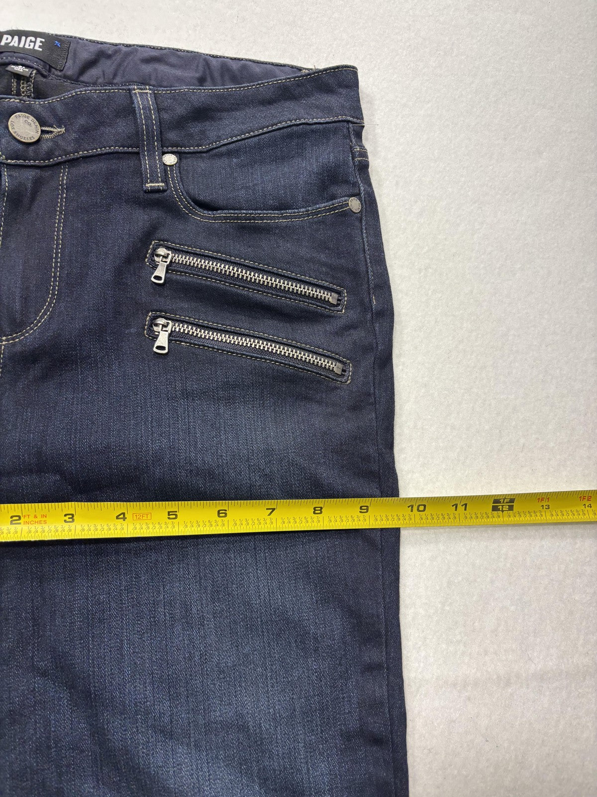 Paige Edgemont Jeans Womens 31 Blue Dark Wash Mid Rise Ultra Skinny 31x29.5 Zips