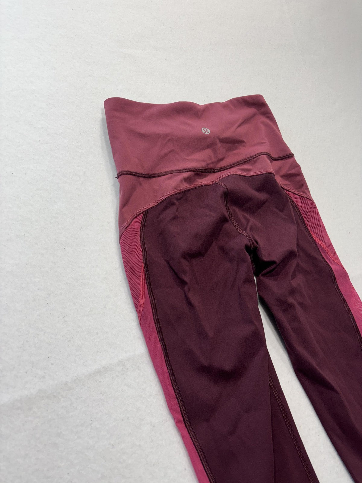 Lululemon Leggings Womens 4 Red Colorblock High Rise Crop 23.5" Inseam Stretch