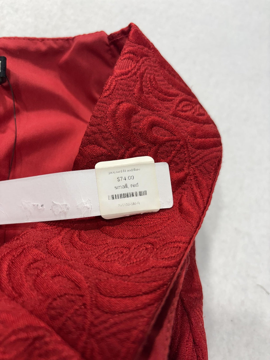 Ark & Co. Dress Womens Small Red Jacquard Off Shoulder Fit Flare Mini Party