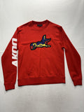 AKOO Sweatshirt Mens Large Red Fox Embroidered Pullover Kangaroo Pocket Logo