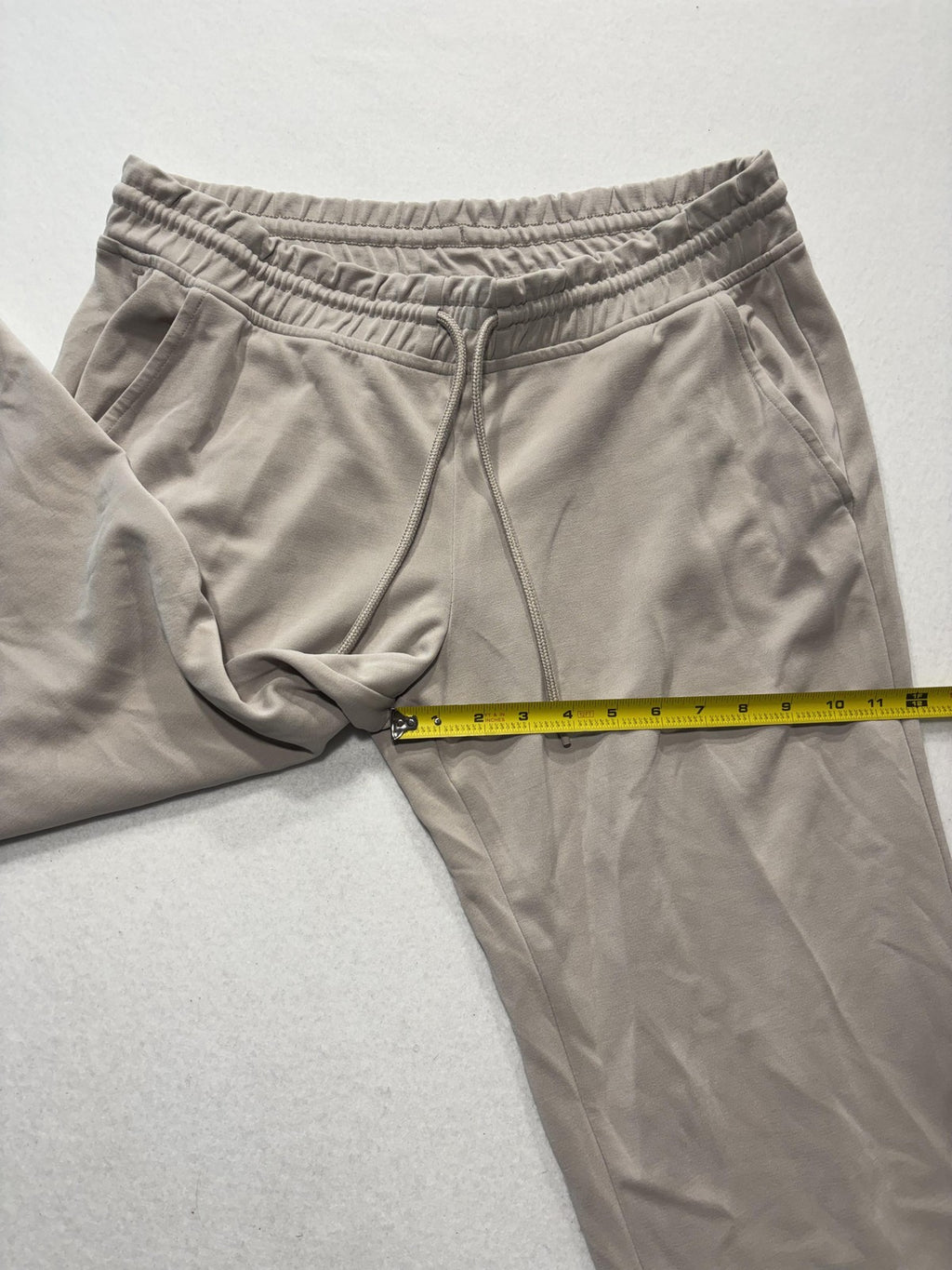 Athleta Pants Womens Large Beige Cropped Wide Leg Drawstring Jersey Lounge