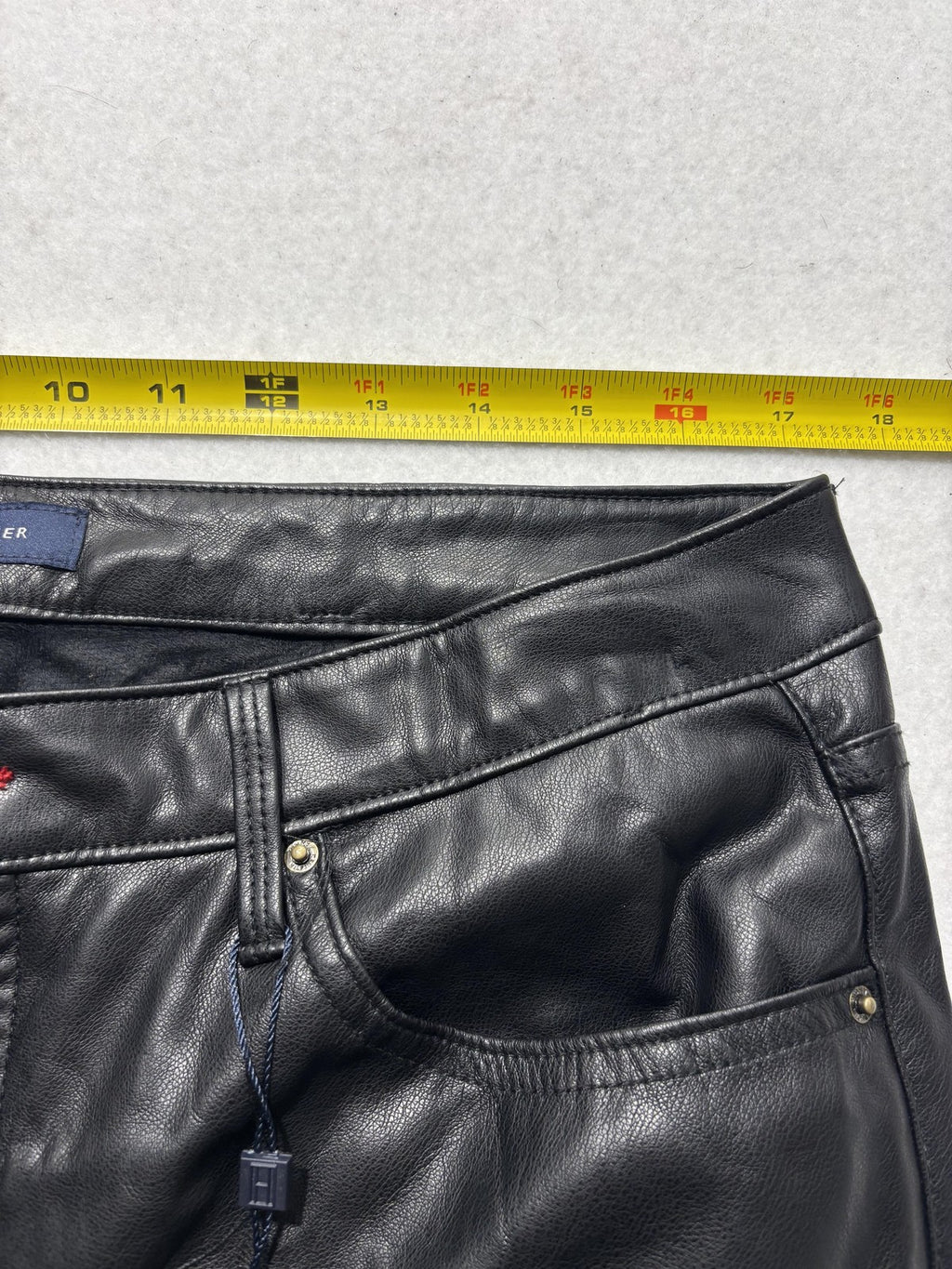 Tommy Hilfiger Dress Pants Womens 16 Black Faux Leather Straight Ponte Stretch