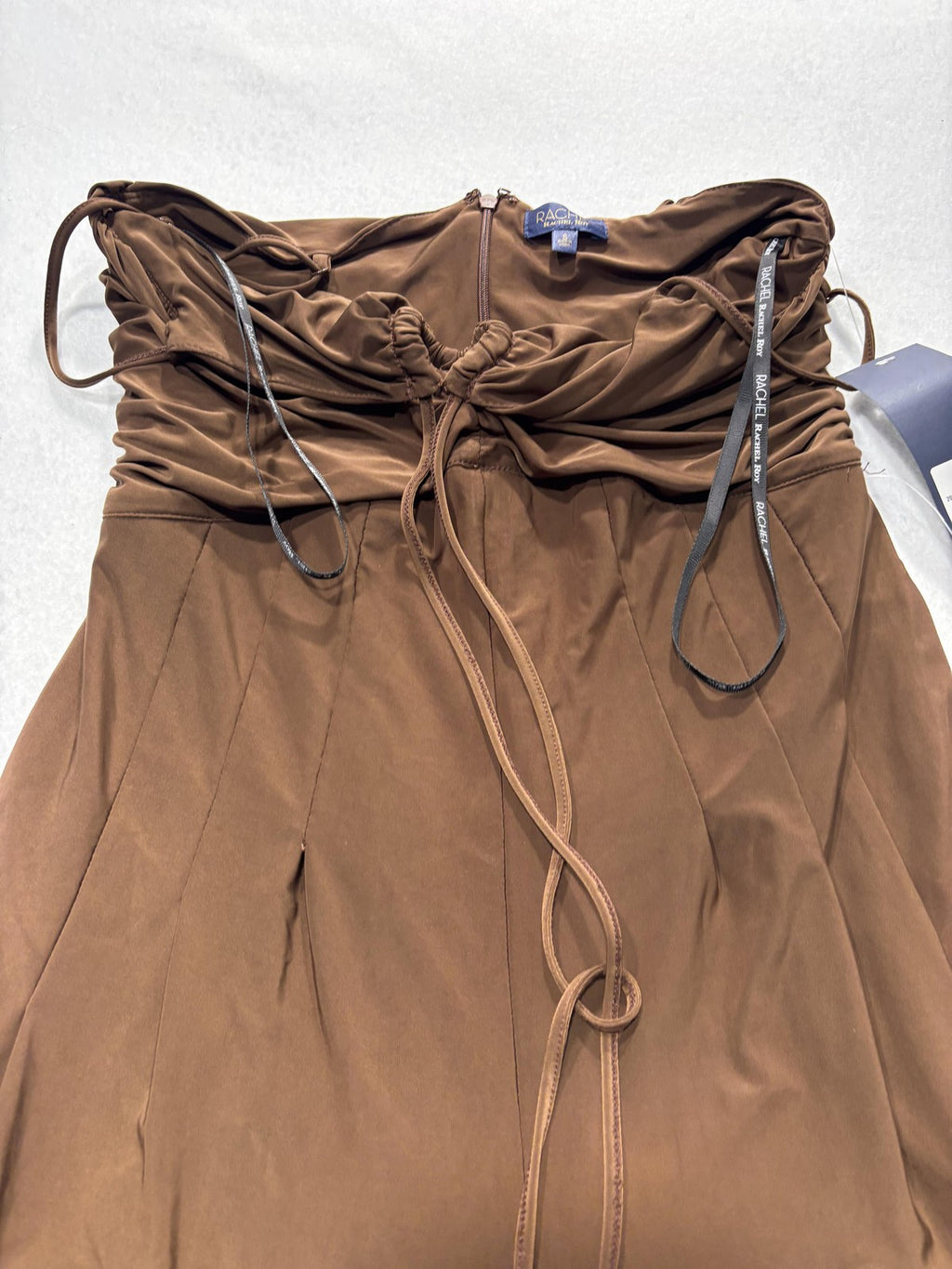 RACHEL Rachel Roy Dress Womens Small Brown Strapless Ruched Jersey Maxi