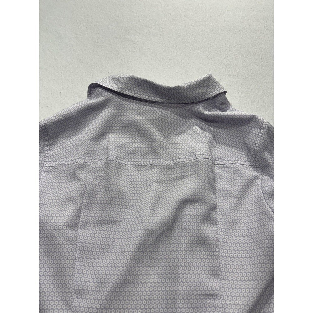 MICHAEL Michael Kors Blouse Womens Medium Purple Collared Zip Geometric Print